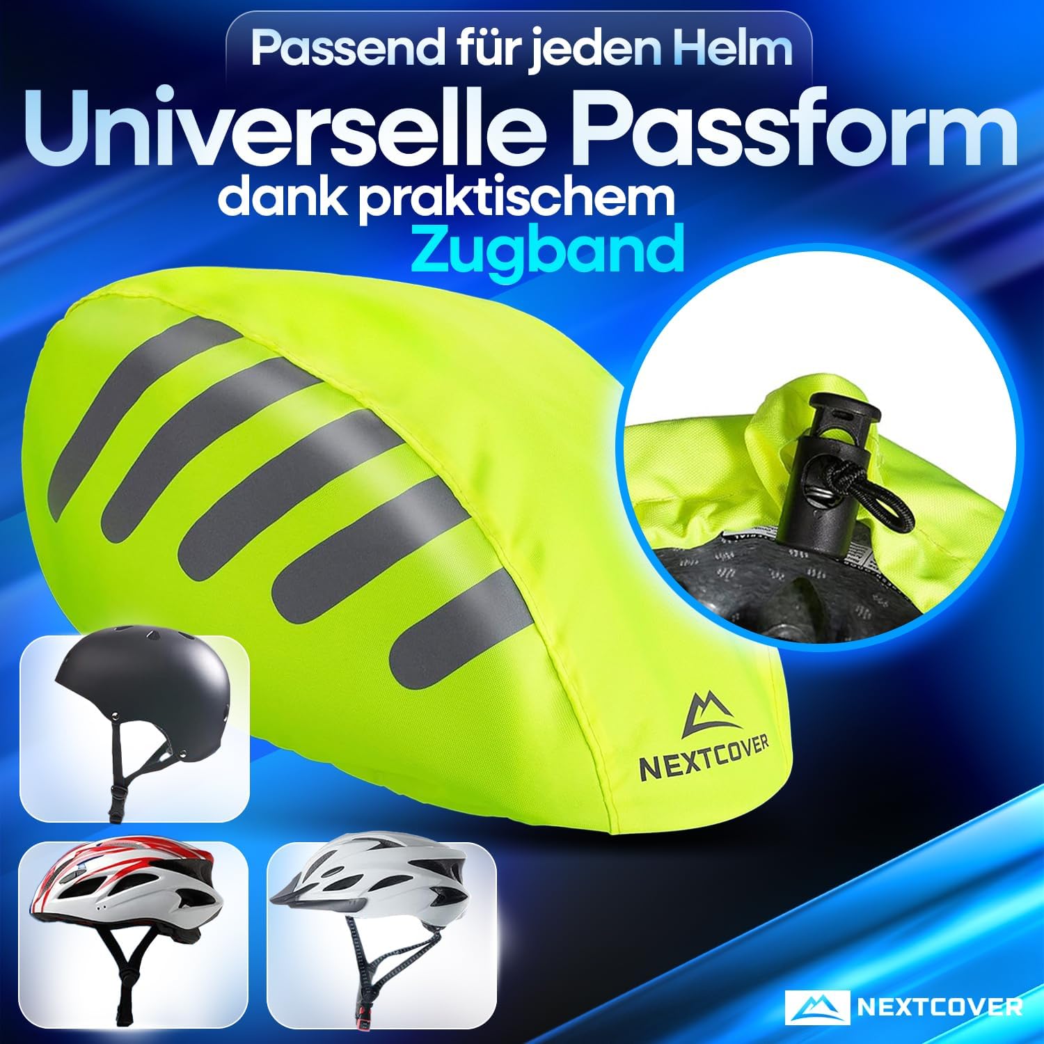 Nextcover® Universal Bicycle Helmet Rain Cover I 100% Wind & Waterproof Helmet Cover I Reflective Bicycle Rain Cover for All Helmets I Helmet Cover, Helmet Cover, Rain Protection Bicycle Helmet – Bild 3