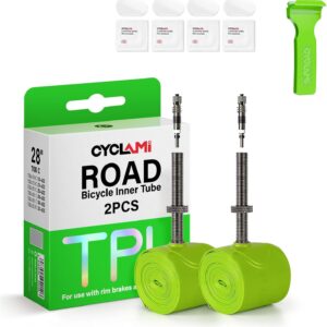 TPU Inner Tube Road Bike 38 g Ultralight Compatible with 700 x 18/23/25/28/30/32C Bicycle Inner Tube Metal Removable Presta Valve 45/60/80 mm