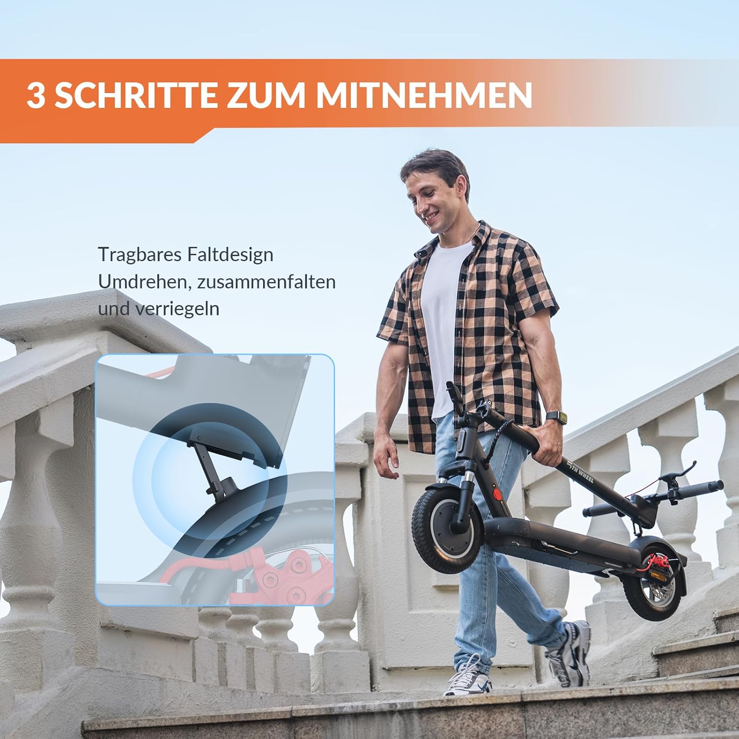 E Scooter with Road Legal, 10 Inch E Scooter, Max 32 km/40 km Range 20 km/h, Electric Scooter up to 120 kg, Indicator, App Connection, Quadruple Shock Absorption, Dual Brake System E Scooter for – Bild 7