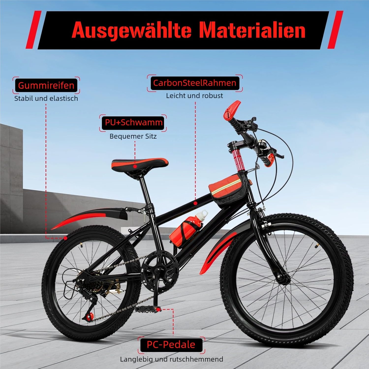 Mountain Bike 20 Inch Children's Bicycle for Boys and Girls, 7-Speed Mountain Bike with Mudguard, Water Bottle, Compass Bell, Load Capacity 85 kg, From 8-13 Years – Bild 5