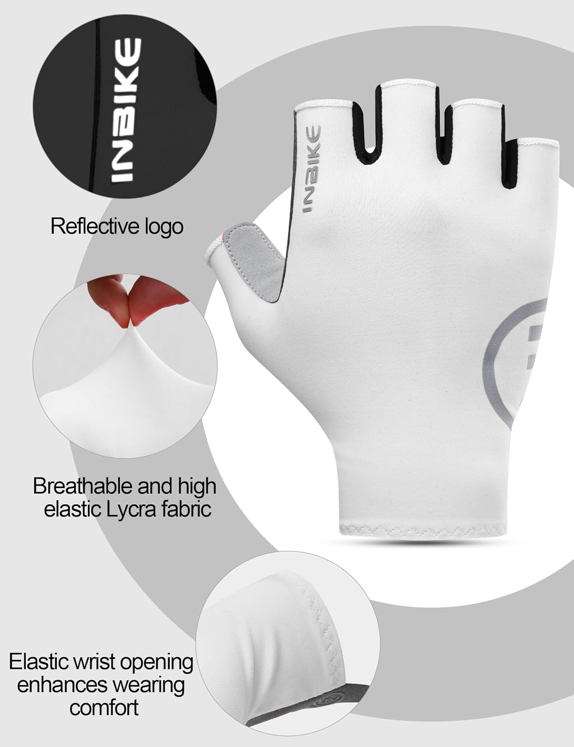 INBIKE Cycling Gloves Summer Half Finger Breathable Elasticity Road Bike 3 mm SDR Non-Slip Padding Reflective Cycling Gloves MTB Gloves Short Men Women – Bild 2