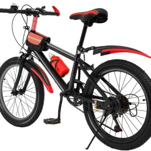 Mountain Bike 20 Inch Children’s Bicycle for Boys and Girls, 7-Speed Mountain Bike with Mudguard, Water Bottle, Compass Bell, Load Capacity 85 kg, From 8-13 Years