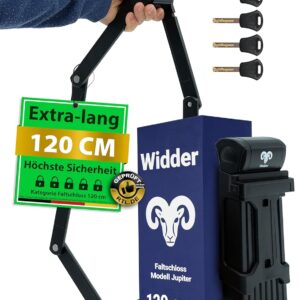Widder Very Secure Bicycle Lock Folding Lock 120 cm with 4 Keys | Folding Lock Bicycle with Holder | Ideal as an E Bike Lock, E Scooter Lock, Bicycles & Bike Lock