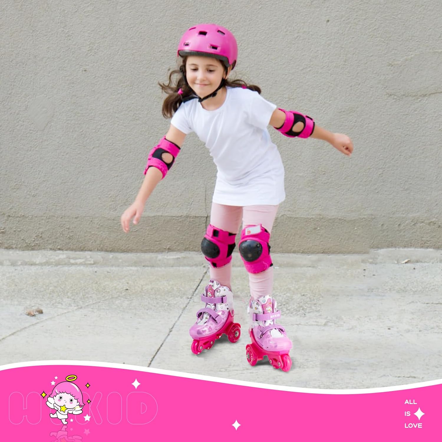 Children's Roller Skates, 4 Adjustable Sizes, Stable and Safe 3-Point Construction, Girls' Roller Skates for Beginners with Breathable Outer Material, Lightweight and Fun – Bild 6