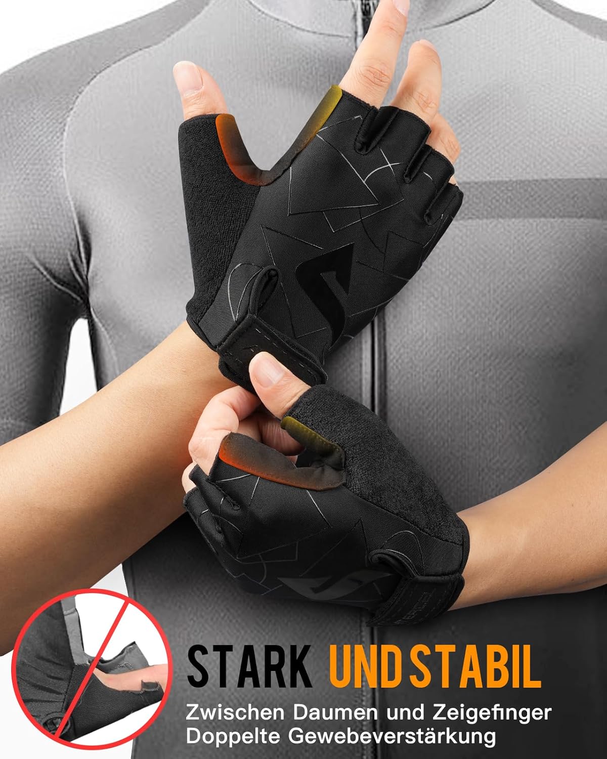 ATERCEL Cycling Gloves Half Finger for Men Women - Cycling Gloves MTB Gloves with SBR Padding for Cycling, MTB, Fitness – Bild 4
