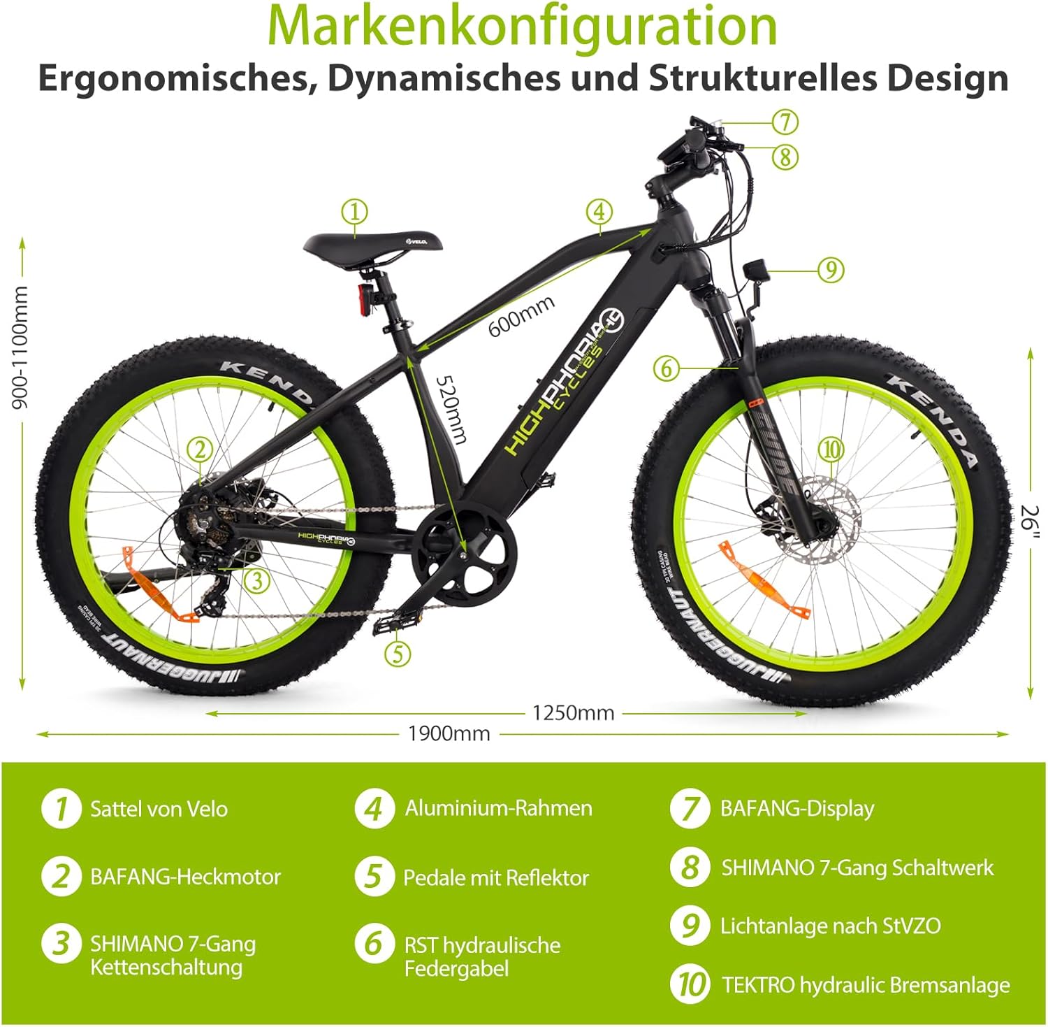 E-Bike Mountain Bike, Strong Bafang Motor, Derailleur Gear, Disc Brakes, Mountain Bike E-Bike, Pedelec with Samsung Battery, E-Bike for Men and Women – Bild 2