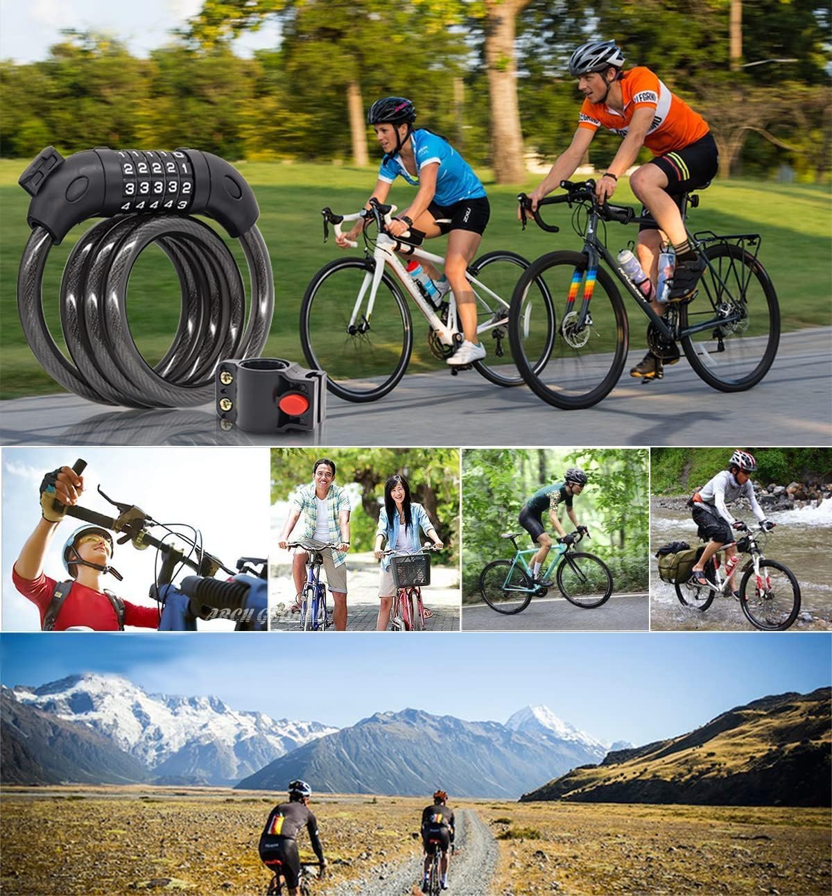 Rehkittz Bicycle Lock, 120 cm/12 mm Cable Lock Very High Security Level with 5-Digit Numeric Code Combination Lock Bicycle Mount Bicycle Lock Number Lock for Bicycle Tricycle Scooter Bike, black – Bild 7