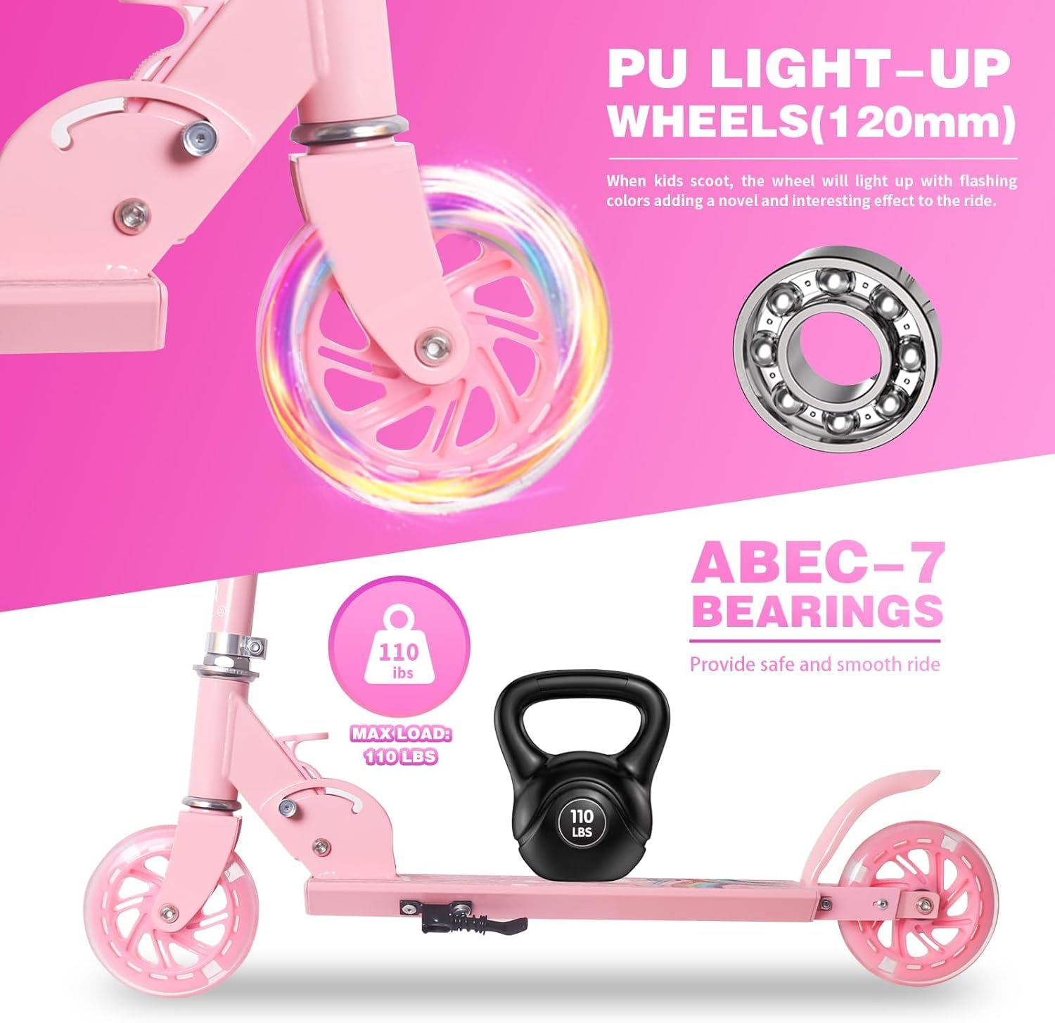 Nattork Children's Scooter for Boys & Girls, Portable, Lightweight Folding Design with Brake System, Height-Adjustable Handlebar and up to 50 kg Load Capacity – Bild 4
