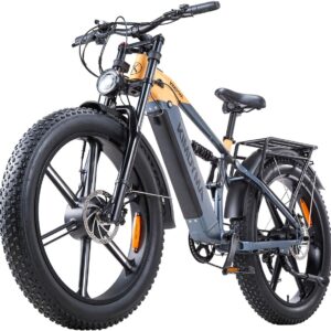 Double Motor 190 N.m E Bike Electric Bikes Men Women Ebike 48 V 20 Ah (960 Wh) Battery up to 100 km, 26 x 4 Inch Electric Bike 7-Speed Gear with LCD Display Full Suspension E Bike, K03