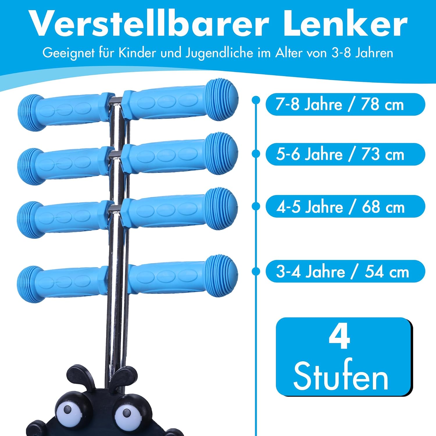 Habib Gruppe 5-in-1 Children's Scooter with Backrest for Boys and Girls - Removable Seat, LED Wheels, Height-Adjustable Handlebars, Scooter - Children's Scooter Outdoor Game, for 2-8 Years Children – Bild 5