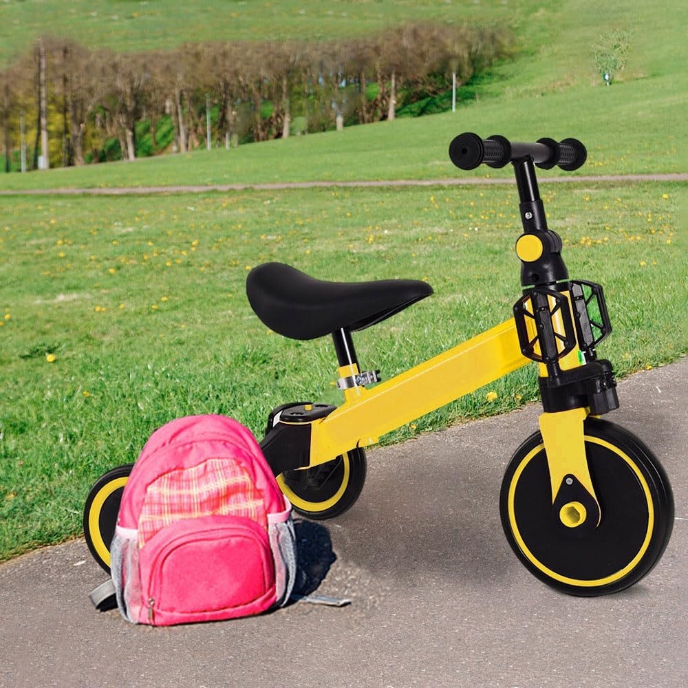 HUOLE 2-in-1 Children's Tricycle & Balance Bike with Adjustable Seat and Handlebar, Children's Tricycle with Removable Pedals, for Children from 1-3 Years Old-2 in 1 (Yellow) – Bild 9