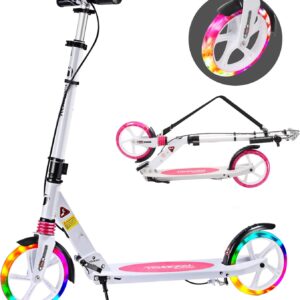 TENBOOM Children’s Scooter, 10 Years, Aluminium Folding City Scooter, Height Adjustable, Scooter Kick Scooter with Handbrake and Bell for Children 8 Years and Adults