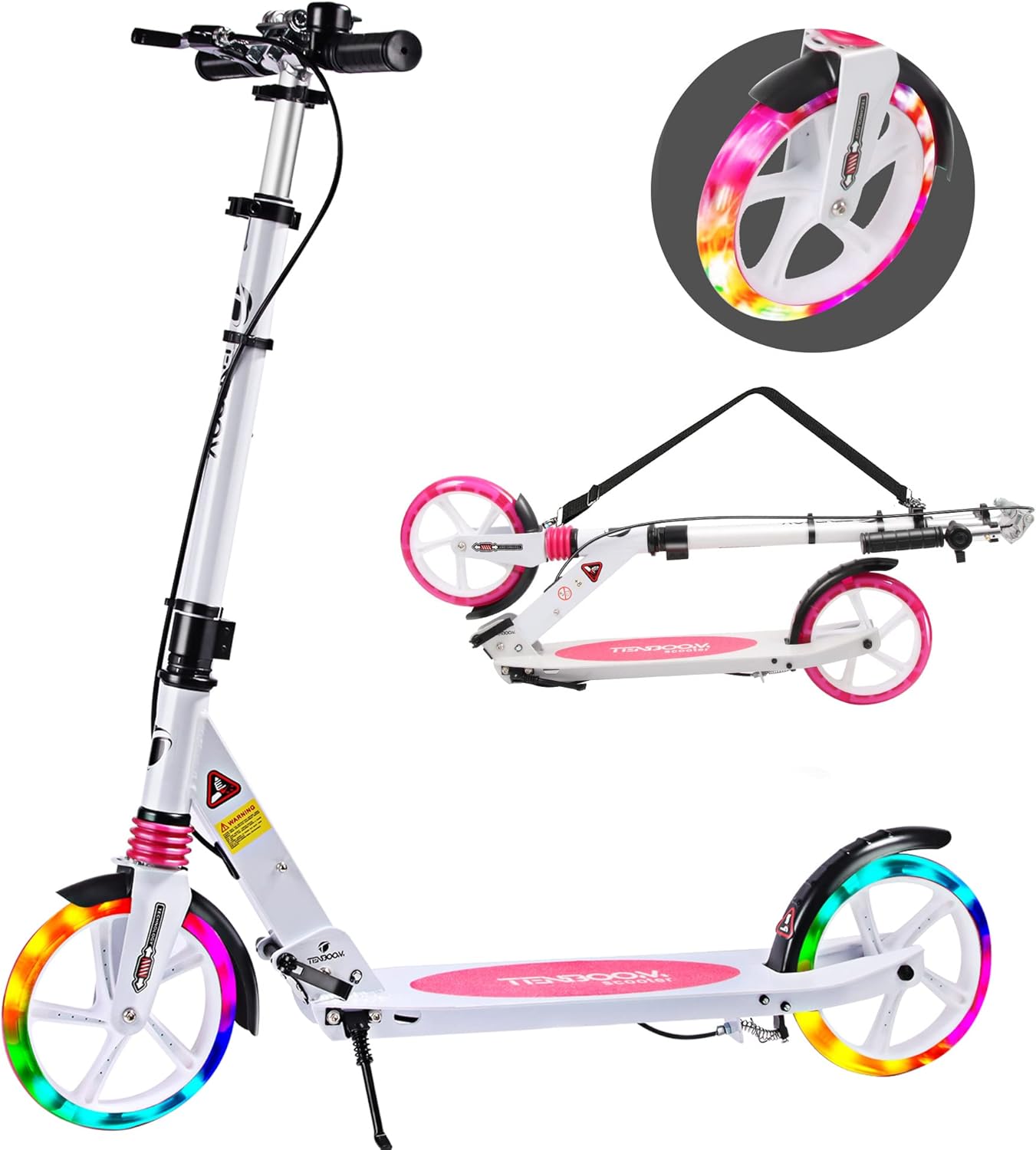 TENBOOM Children's Scooter, 10 Years, Aluminium Folding City Scooter, Height Adjustable, Scooter Kick Scooter with Handbrake and Bell for Children 8 Years and Adults