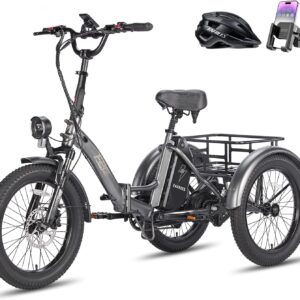 Fafrees F20 Mate ebike folding tricycle 20 x 3.0 inches, electric tricycle for adults 48 V 18.2 Ah battery, e-bike 3 wheel 25 km/h, cargo bike for seniors range 55-110 km
