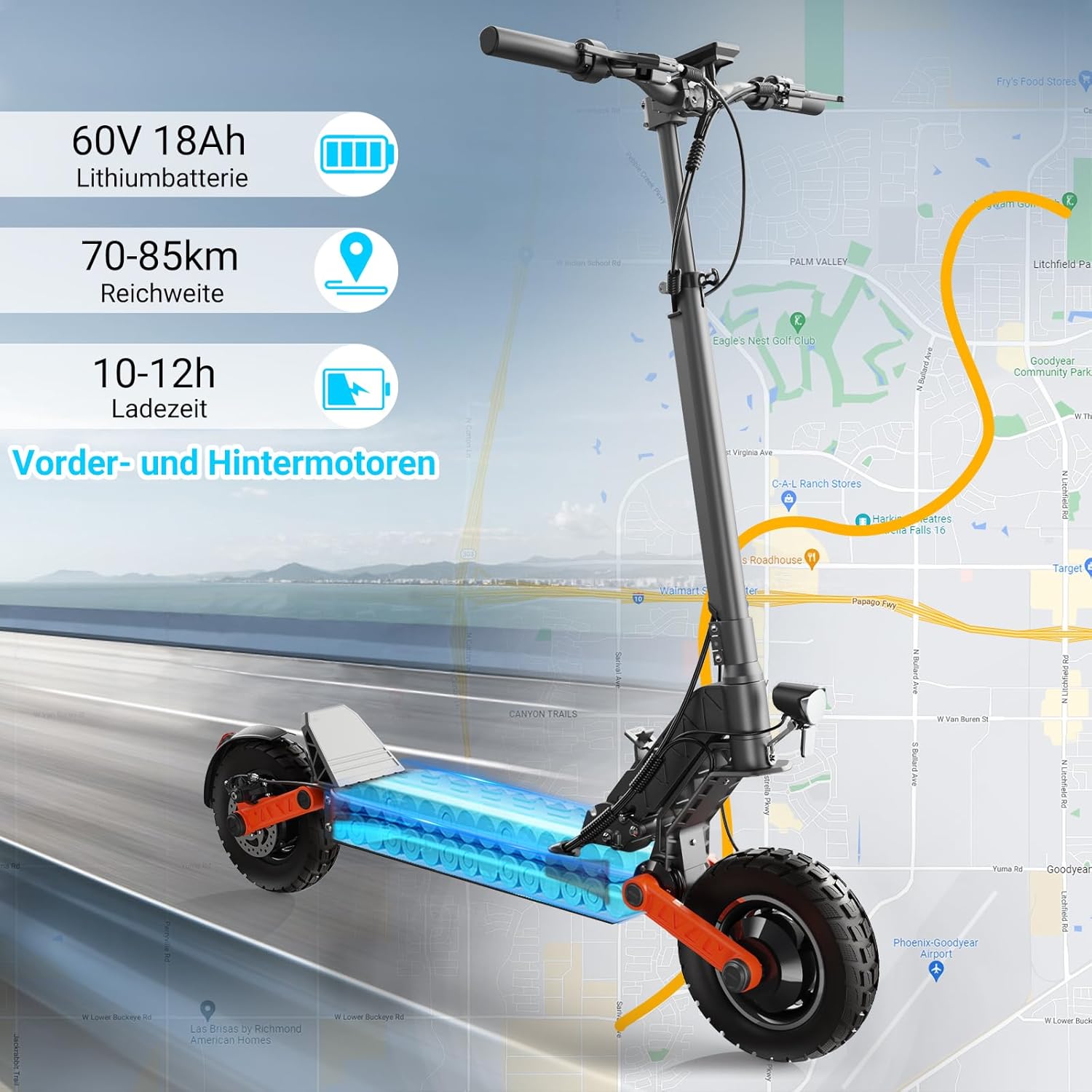 TODIMART E Scooter mit Straßenzulassung D-Serie, 60 km Reichweite, 500W Motor – Bild 2