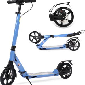 Kick Scooter for Kids Age 8-12 200mm Large Wheel for Adults with Disc Brakes and Carry Strap, Foldable Scooter for Teens 11-15 Years