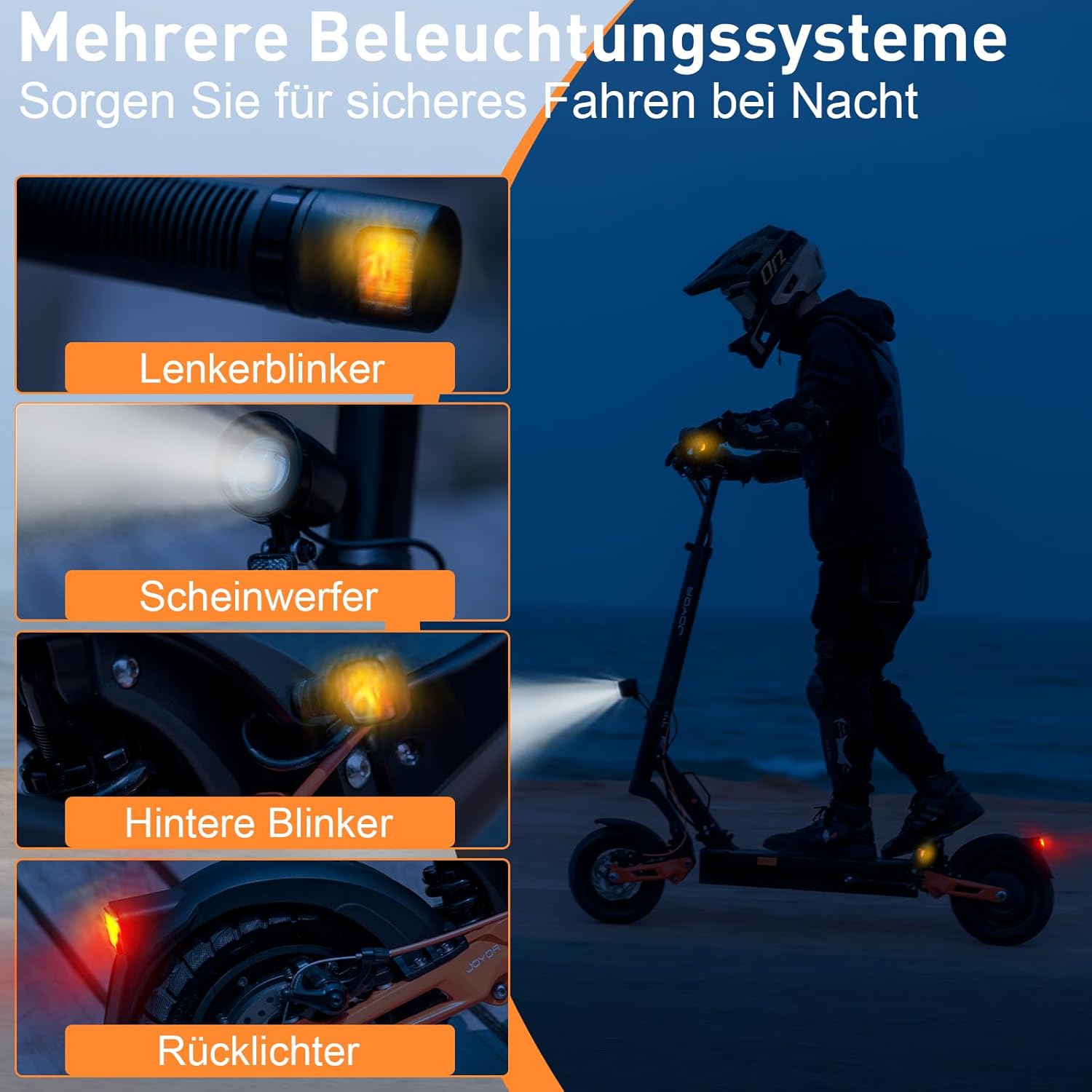 JOYOR E Scooter T Series, Range 40-100 Km, Electric Scooter with Hydraulic Spring Shock Absorber Front and Rear, Foldable E Scooter Off-Road, 150 kg Load Capacity – Bild 5