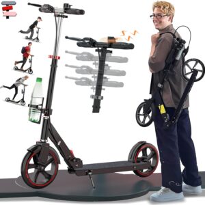 Cityroller Scooter Adult 150 kg Load Capacity, City Scooter 230 mm Wheels PU Big Wheel, City Scooter Children 10 Years, Foldable and Height Adjustable with Brakes and Shock Absorbers