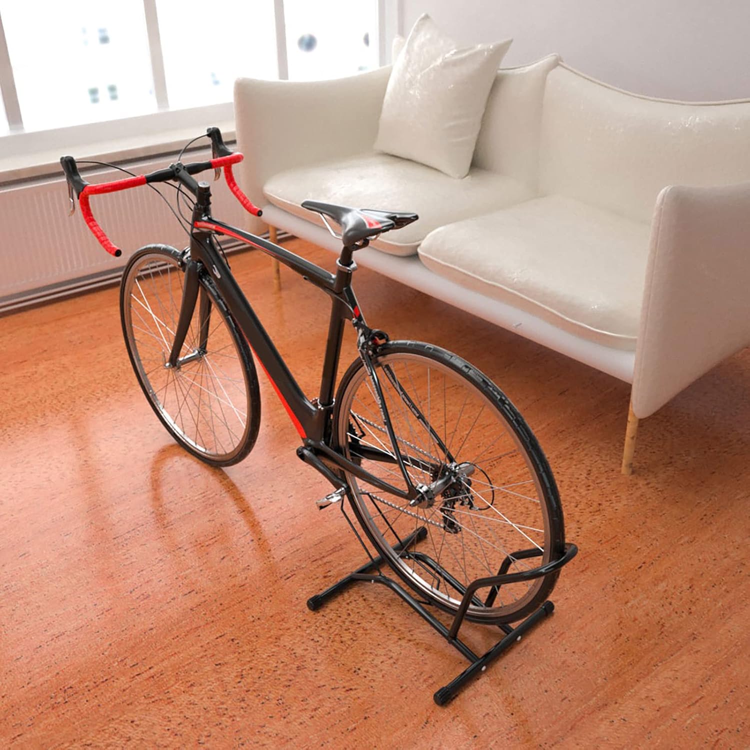 MEGHNA Bicycle Stand Professional Floor Freestanding Stand Holder Mounting Bicycle Park Stand for Mountain Bike Road Bike MTB Black – Bild 8