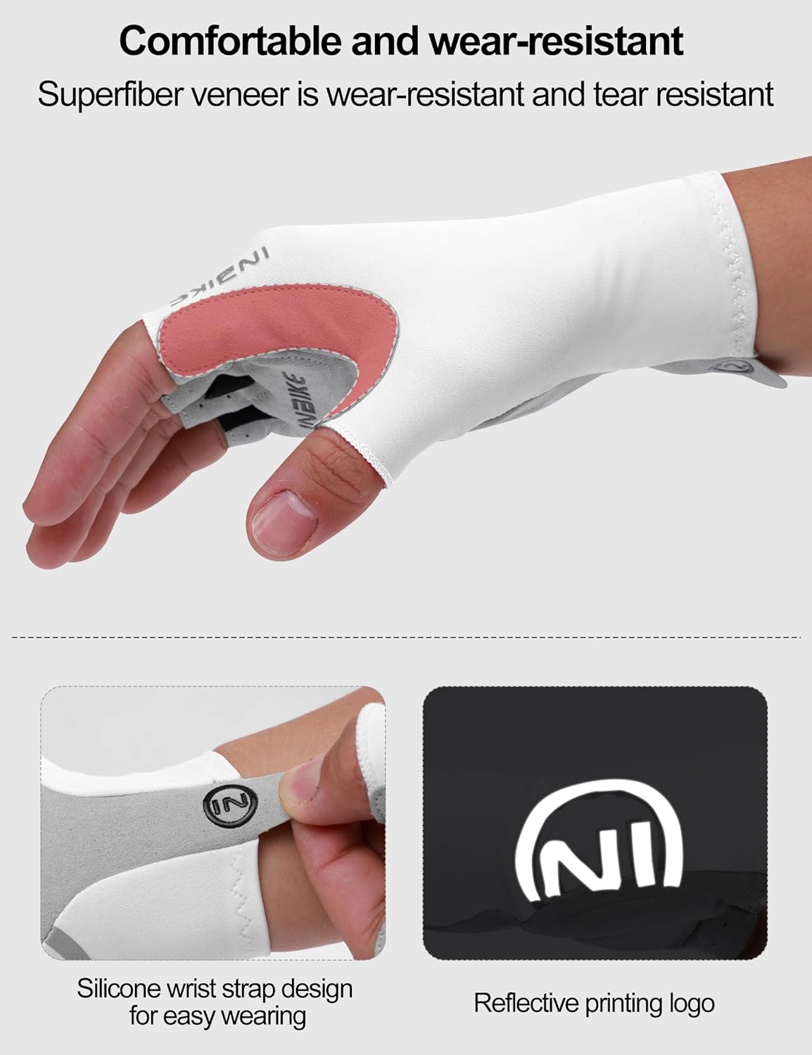 INBIKE Cycling Gloves Summer Half Finger Breathable Elasticity Road Bike 3 mm SDR Non-Slip Padding Reflective Cycling Gloves MTB Gloves Short Men Women – Bild 3
