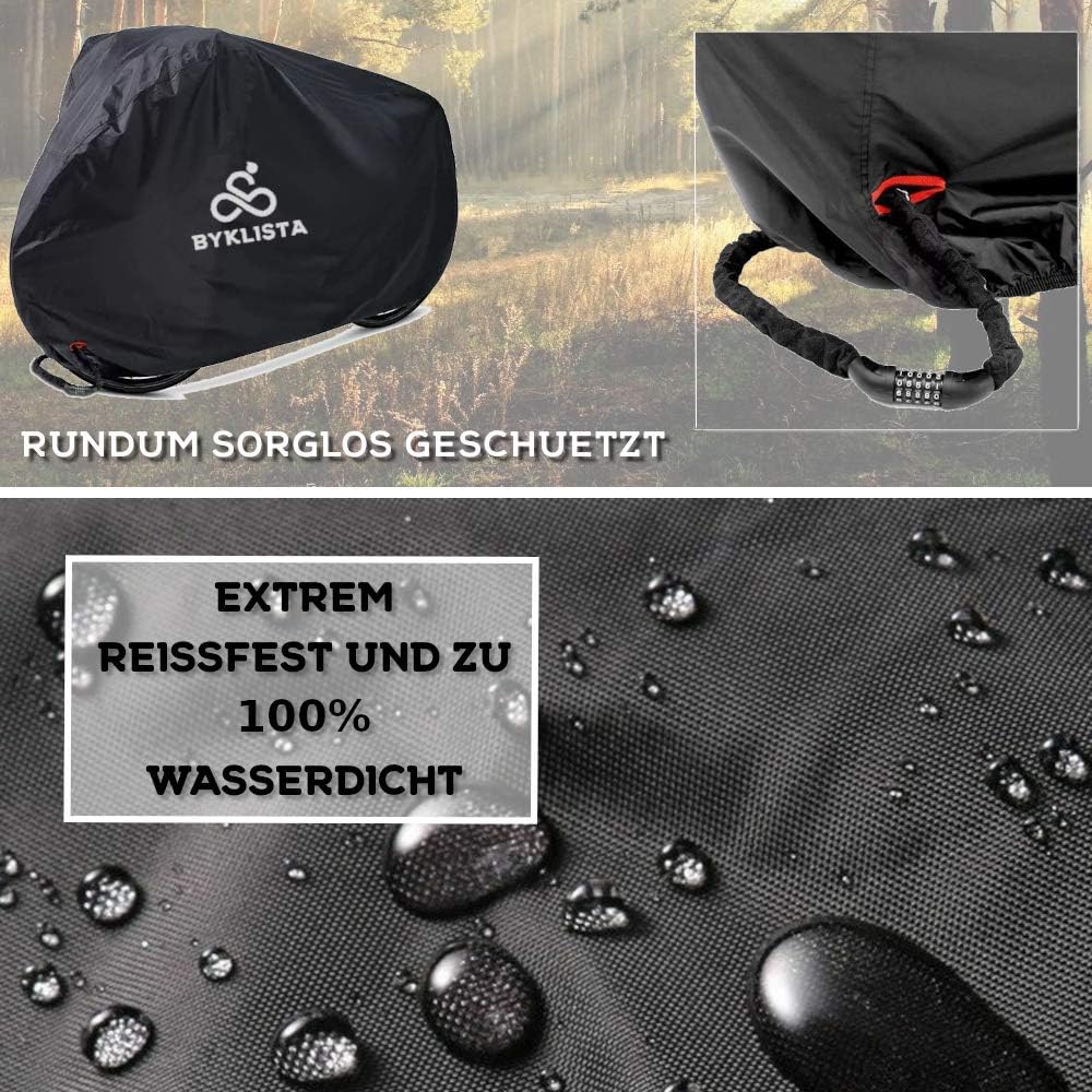 BYKLISTA Bicycle Cover Waterproof Bicycle Garage Made of Tear-Resistant Oxford Fabric – Bicycle Tarpaulin Also Fits E-Bikes – Bicycle Protective Cover Extra Welded Inner Seams & High UV Protection – Bild 4