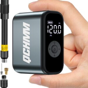 Mini Electric Bicycle Pump, 120 PSI Electric Air Pump, Bicycle, Battery Air Pump Bicycle with Presta and Schrader Valve, Bike Pump, PSI/Bar Units, Auto-Off and LED Light