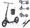 290 mm XXL Big Wheel Scooter Adult 150 kg Load Capacity City Scooter, Foldable City Scooter with Handbrake and Brake, Scooter Children from 12, Kick Scooter for Adults