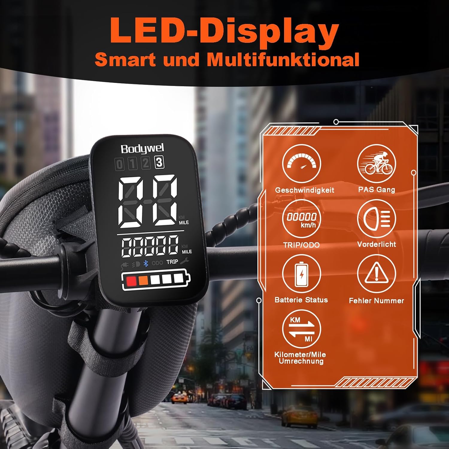 Bodywel T16PRO Mini E Bike 14 Inch Foldable Electric Bicycle 250 W 36 V/7.8 Ah Battery with App Radio for Men Women Range Max 45 km – Bild 7