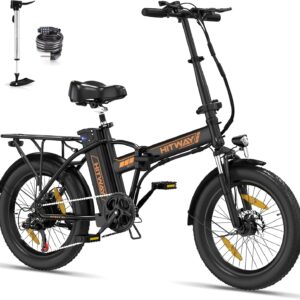 HITWAY E-Bike 20″*3,0/4,0 Breitreifen Elektrofahrrad Klapprad E-Fahrrad, 36V 12Ah/48V 15Ah Akku, Reichweite 35-90km/45-100km, Mountain E-MTB mit 7 Gängen, Pedelec City E-Bike für Unisex-Erwachsene