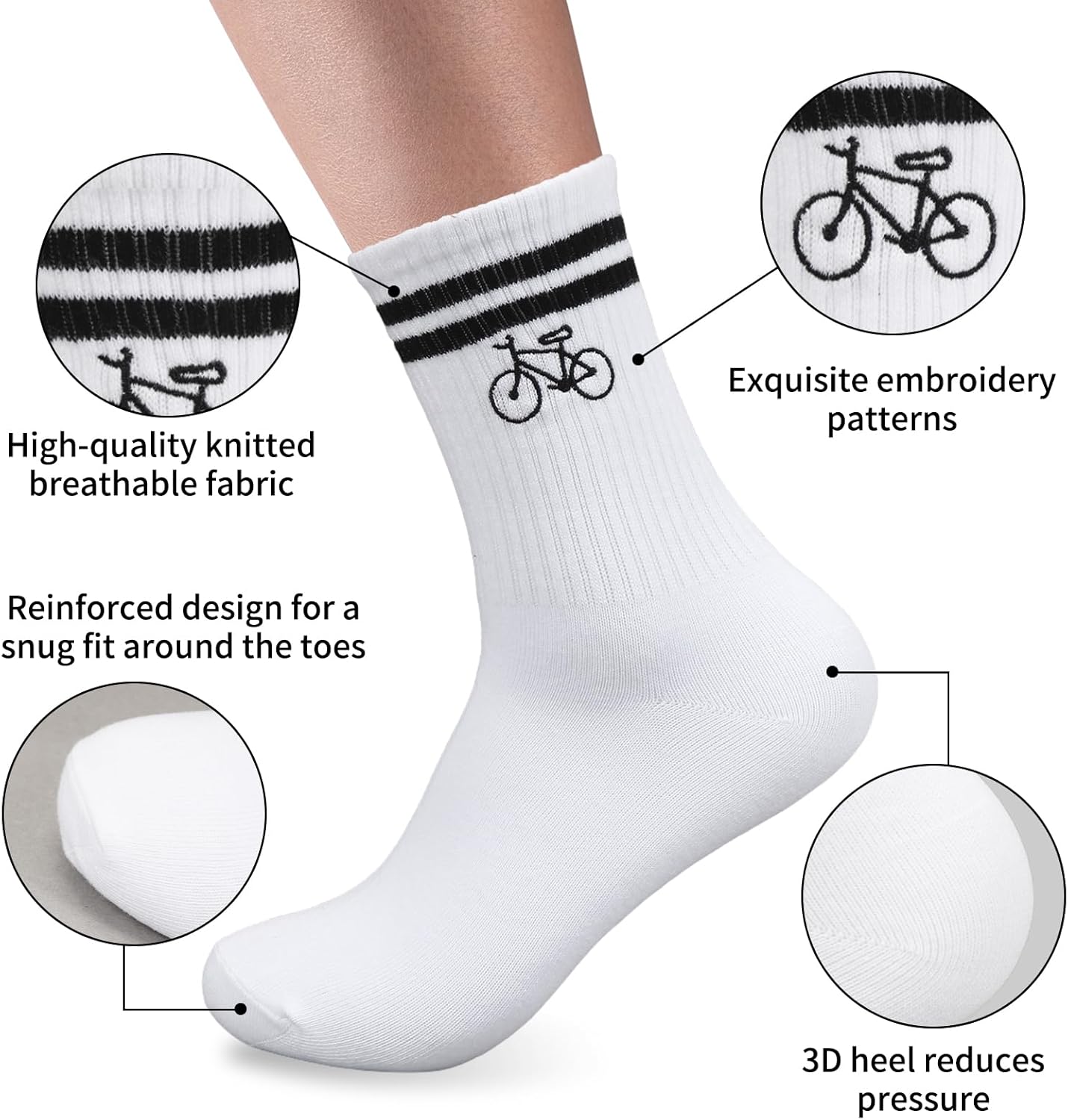 HUKUMA Road Bike Socks, 35-46 Bicycle Socks Men, Bicycle Gift for Men and Women, Road Bike Accessories, Bicycle Rider Tennis Socks Accessories, Funny Gift for Birthday Men and Women – Bild 5