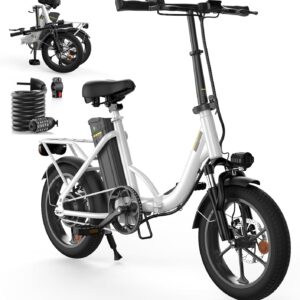Finbike Folding Bike E-Bike 16 x 2.15 Inch Fat Tire, Portable Electric Bicycle with 10.4 Ah Removable Battery, 4 Riding Modes, PAS Range Max 88 Km, Folding Electric Bikes for Men Women Commuting