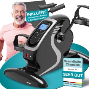 MaxVitalis Movement Trainer 2-in-1 Arm and Leg Trainer with Motor Pedal Trainer with Training Display Massage Handles, black