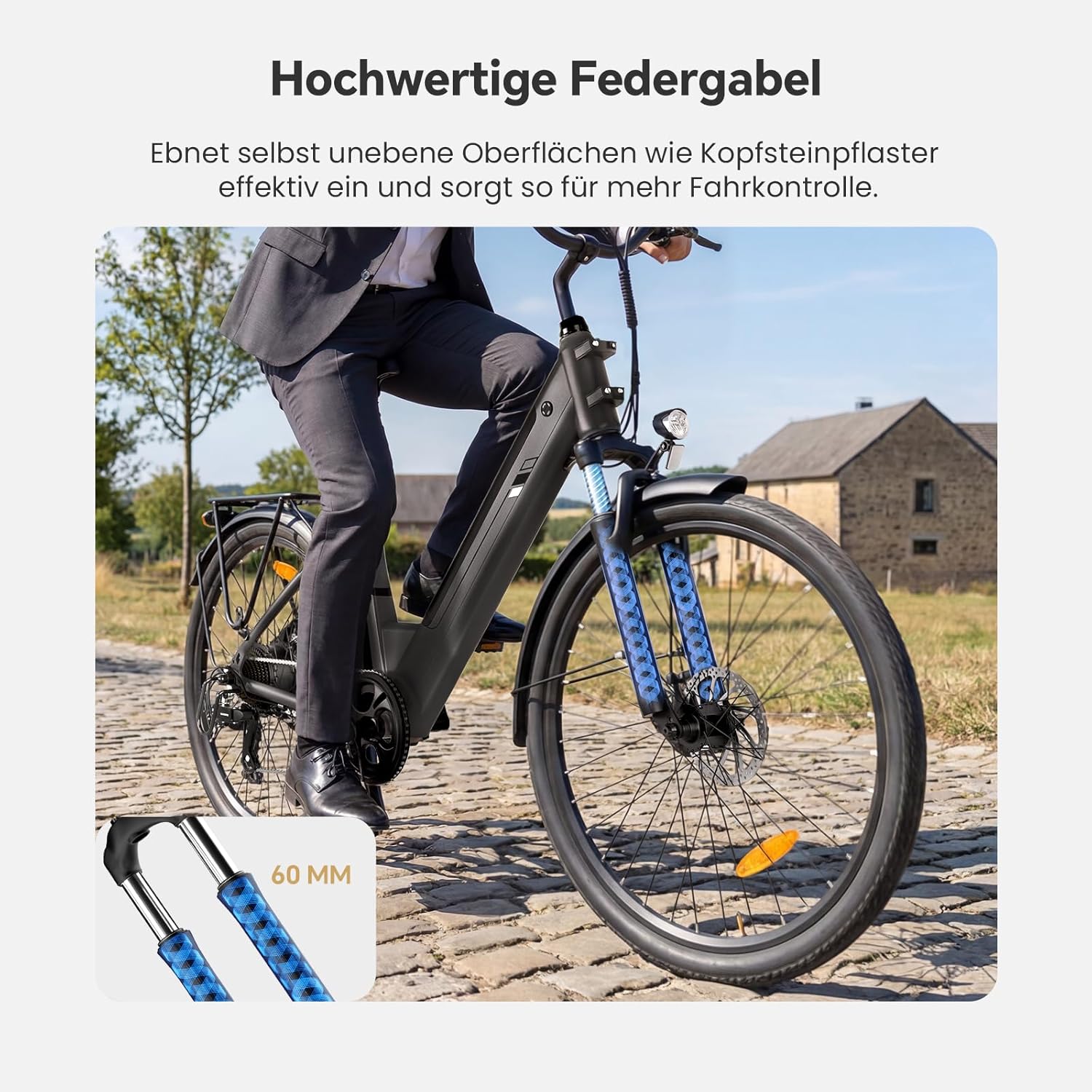 Touroll J2 ST Pro 26'' E-Bike Herren Damen, 250W City Elektrofahrrad mit Hydraulischen Scheibenbremsen, 561.6Wh Herausnehmbarer Akku bis 100km, 26 Zoll Low-Step Ebike mit Federgabel & 7 Gänge – Bild 6