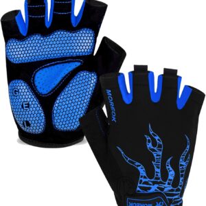 BIKINGMOREOK Men’s Women’s Cycling Gloves Half Finger Breathable Cycling Gloves 5 mm SBR Gel Shock-Absorbing Non-Slip Cycling Gloves Mountain Bike Gloves Outdoor MTB Gloves