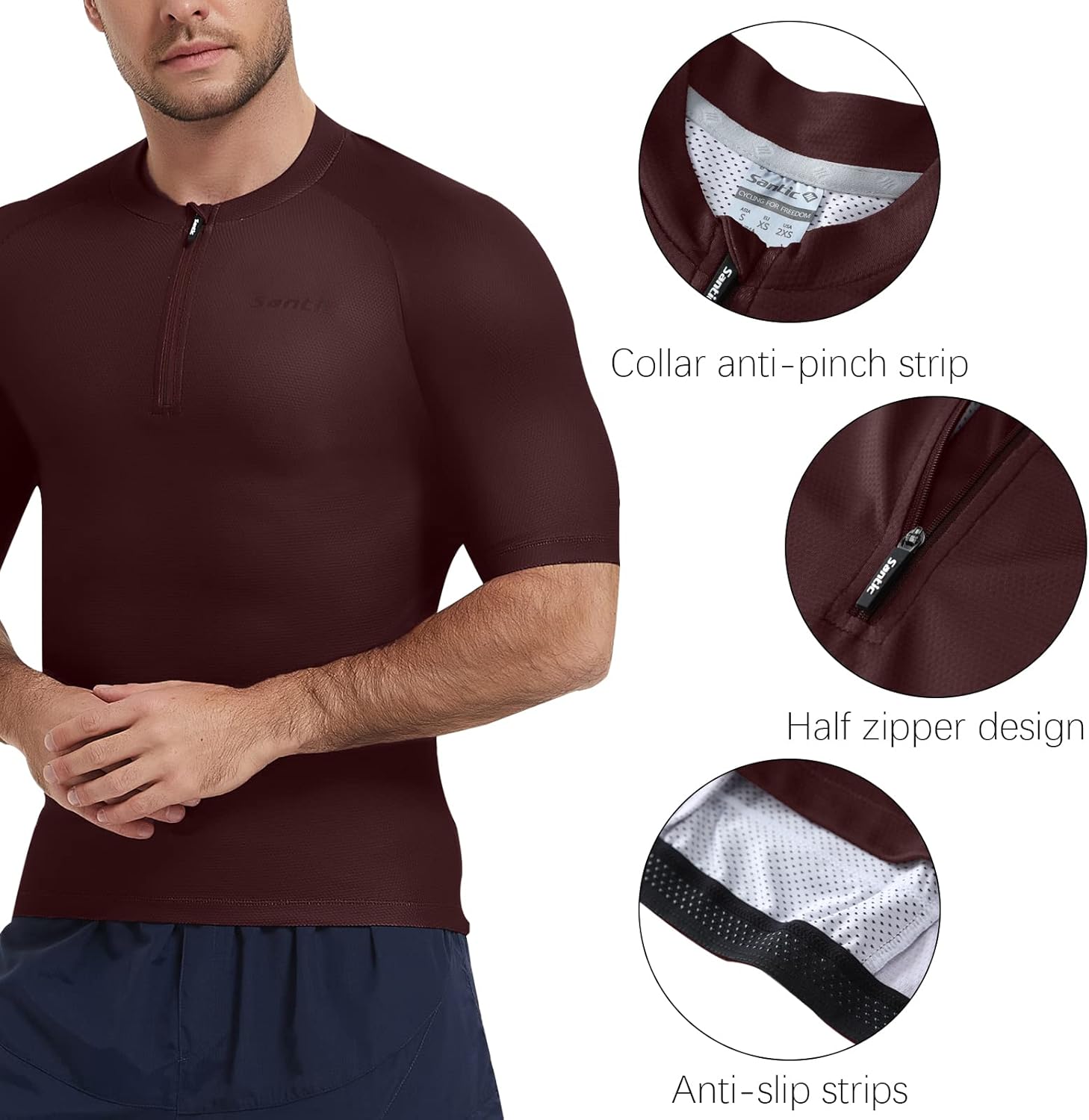 Santic Yorkson Men's Short Sleeve Cycling Jersey Men's Cycling Shirt Short Sleeve Summer with Pockets – Bild 3