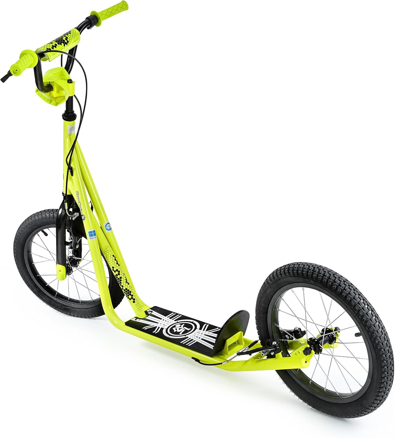 HyperMotion Runkie City Scooter 16 Inch Pneumatic Tyres, Height-Adjustable Handlebar, Double Brake System, Large Scooter for Children from 8 Years, Teenagers and Adults, Yellow – Bild 9