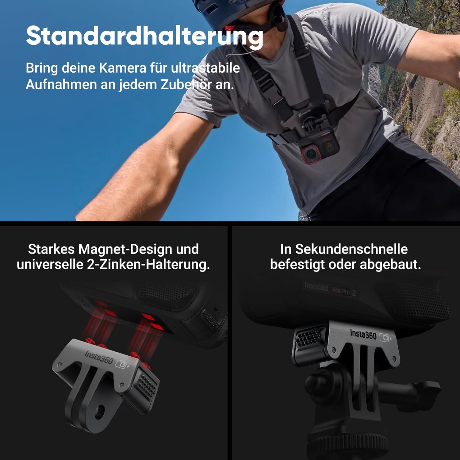 Insta360 Ace Pro 2 Bike Bundle - 8K Waterproof Action Camera with Leica Developed, 1/1.3 Inch Sensor, Dual AI Chip System, Leading Low Light Performance, Best Audio, Flip Screen & AI Editing – Bild 4