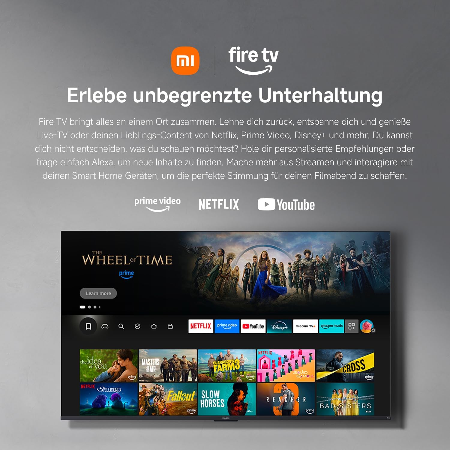Xiaomi TV F 65, 65 Inch (165 cm), 4K UHD, Smart TV, Fire OS8, Triple Tuner DVB-C/S/S2/T/T2, HDR10, MEMC, 60Hz with 120Hz Game Boost Mode, Voice Control with Alexa, 2GB+32GB, Compatible with Apple AirPlay – Bild 10