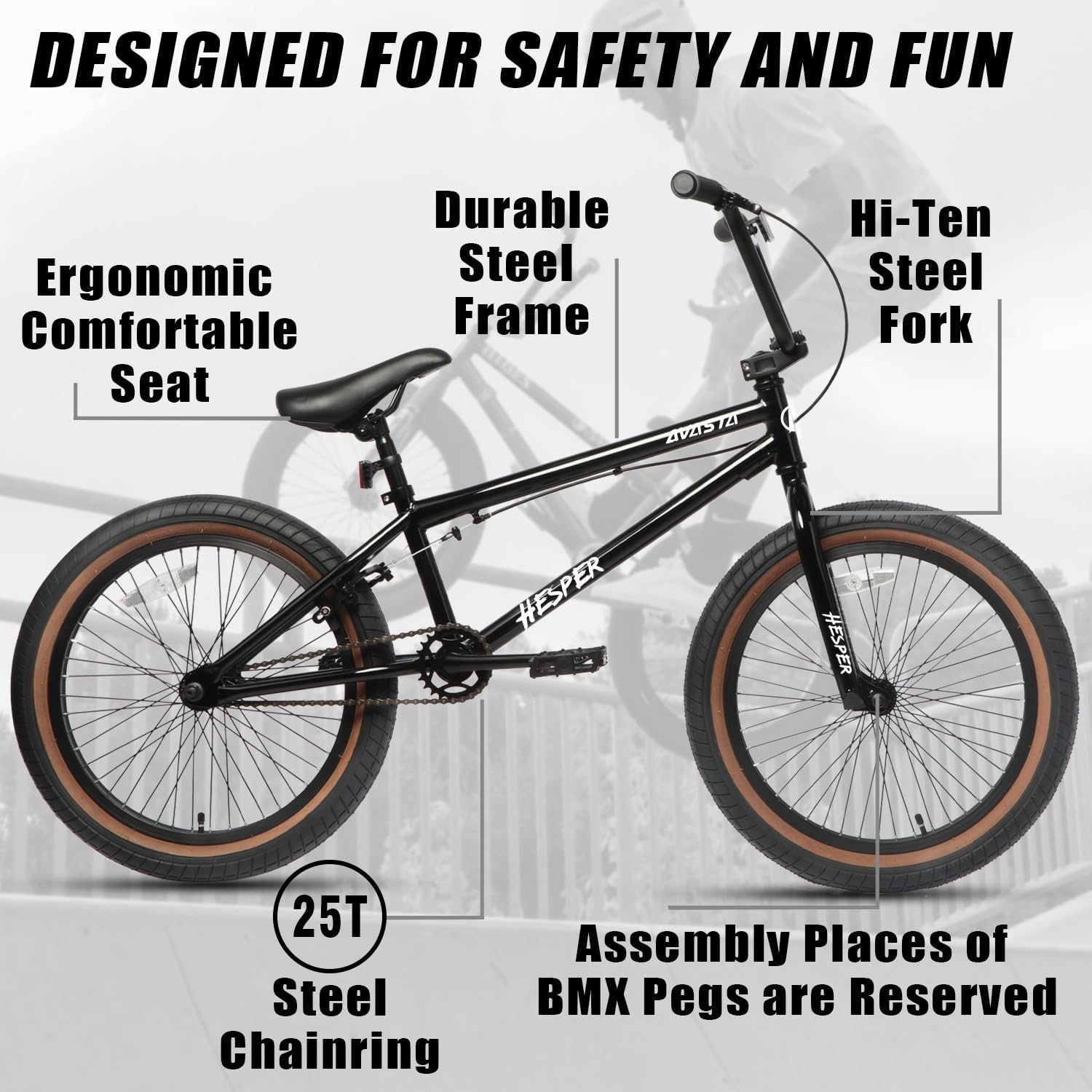 AVASTA Hesper 20 Zoll Kinderfahrrad Freestyle BMX für Jungen und Anfänger von 6 bis 14 Jahren – Bild 2