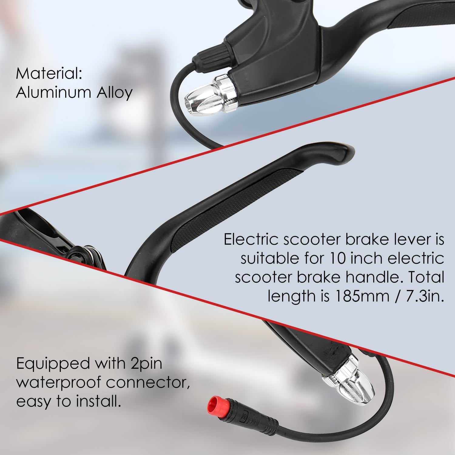 1 Pair Electric Scooter Brake Lever, Aluminium Alloy Left Brake Right Handbrake with 2-Pin Waterproof Connector 10 Inch 2 Wheel Electric Scooter Brake Handle Right Brake Handles for M4/M4 PRO – Bild 7