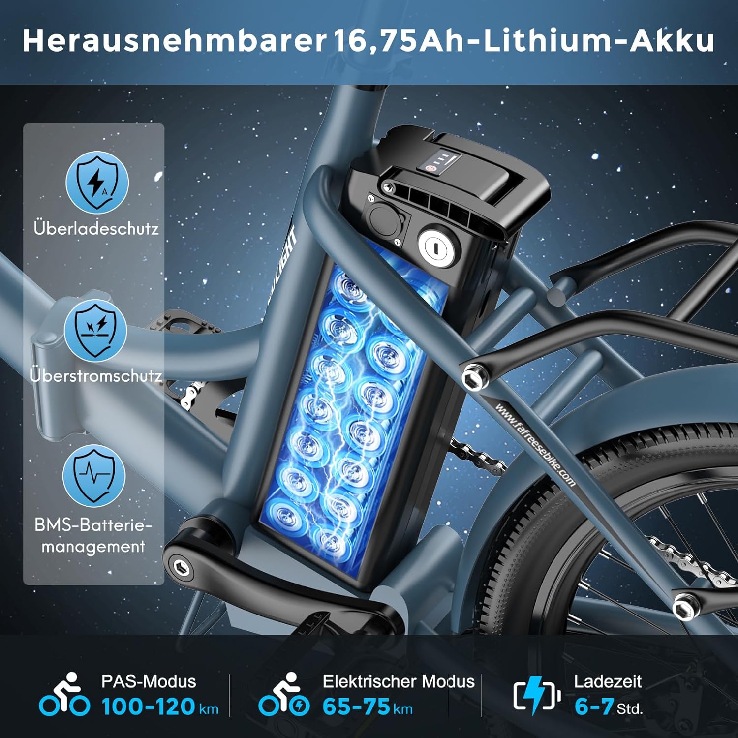 Fafrees F20 Light Folding E-Bike 20 Inch Electric Bicycle Men's 36 V 16.75 Ah / 20 Ah Battery, Women's 250 W, Pedelec 25 km/h, Range up to 130 km – Bild 4
