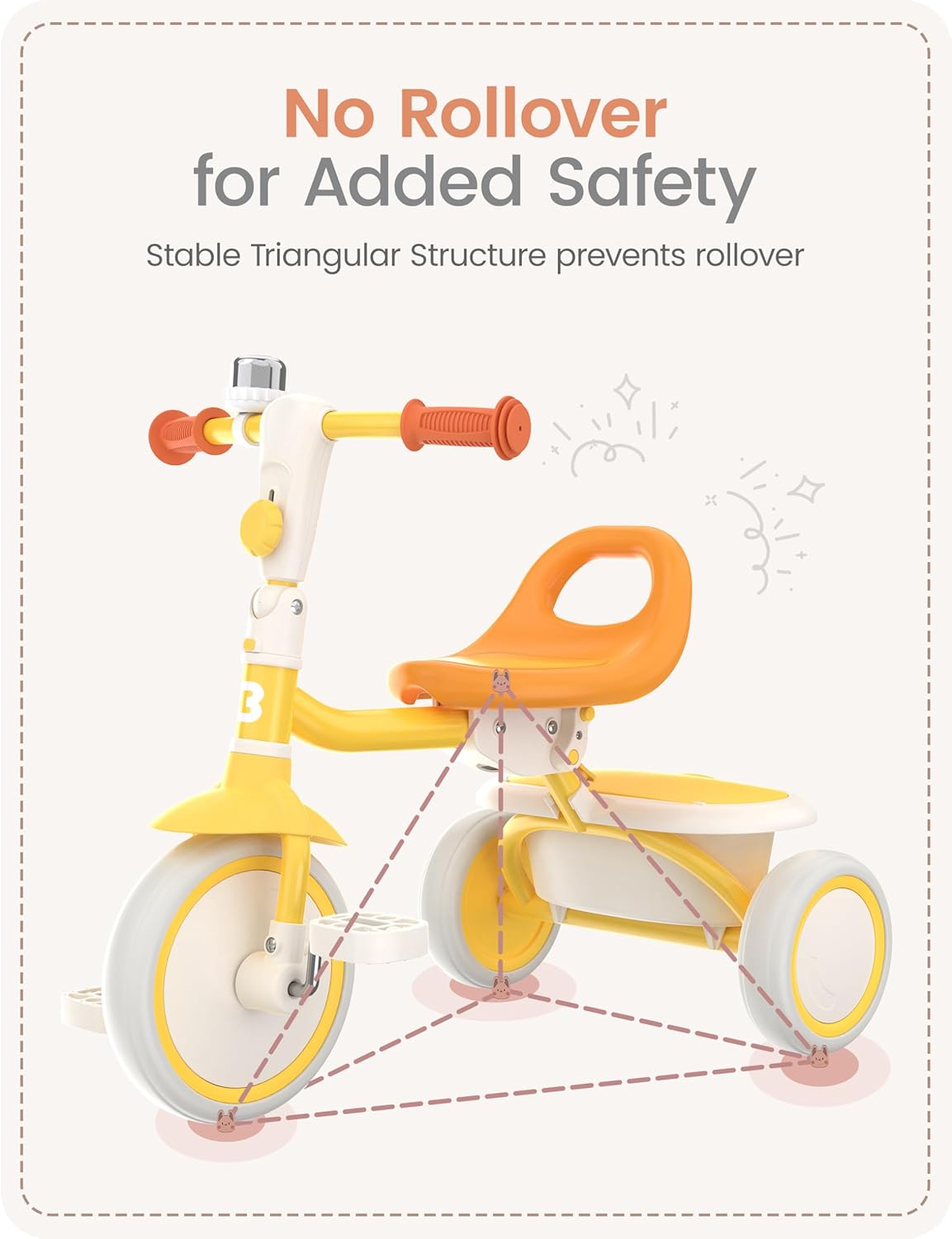 besrey Toddler Tricycle with Bell, Kids Tricycle Age 2 Years to 5 Years, Kids Tricycles, Toddler Bicycles for 2-3 Years, Toddler Tricycles for 2-4 Years, Yellow – Bild 3