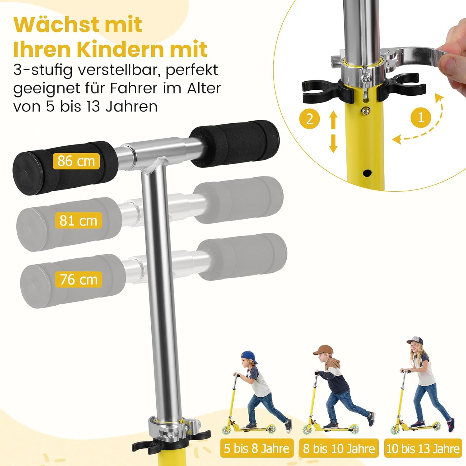 COSTWAY Children's Scooter with LED Wheels, Children's Scooter from 4 Years, 70 kg Load Capacity, City Scooter, Height Adjustable, Children's Kick Scooter for Boys and Girls – Bild 3
