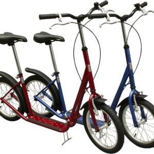 Sport-Thieme Big Wheel City Scooter | Kick Scooter, Running Scooter for Adults and Children | Foldable, with Saddle, Height Adjustable, Front/Rear Brake | In Blue or Red | 11 kg | Made of Steel