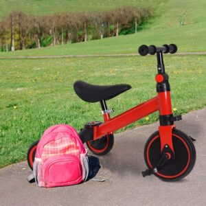 HUOLE Balance Bike for Children from 1 Year Old, Toy with 3 Wheels, for Baby Bike from 12 to 36 Months, First Bike without Pedals for Boys and Girls as Birthday Gift (Red)