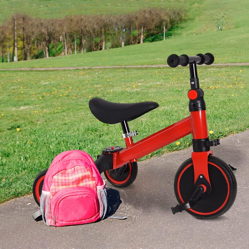 HUOLE Balance Bike for Children from 1 Year Old, Toy with 3 Wheels, for Baby Bike from 12 to 36 Months, First Bike without Pedals for Boys and Girls as Birthday Gift (Red)
