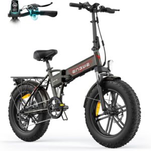 ENGWE EP-2 Boost Folding Electric Bicycle with Torque Sensor, 48 V 13 Ah Removable Battery Range 120 km and 250 W Brushless Motor, LED Display, 20 x 4.0 Inch Fat Tyres and 7 Gears