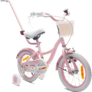sun baby Girls‘ Bicycle Flower Bike Wheel Size to Choose From, with Removable Push Bar, Children’s Bicycle for Girls from 2 to 6 Years
