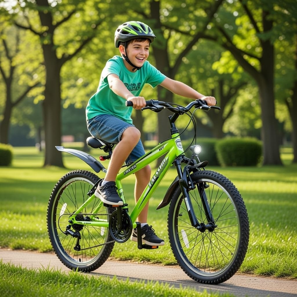 Talson 26-Inch Mountain Bike with Fork Suspension and Lighting, with 21-Gear Shimano in Green – Bild 2