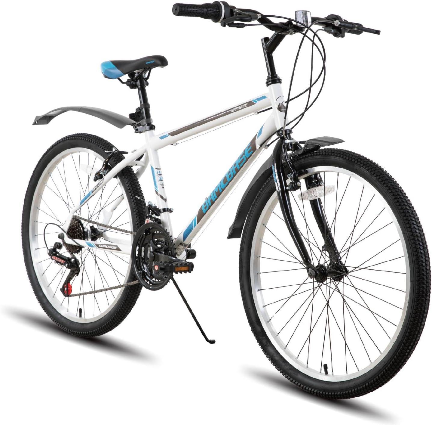 Hiland 24/26 Inch Mountain Bike for Men Women 21 Speed MTB with High-Carbon Steel Frame, Bicycle for Adults and Teenagers, Mountain Bike with V-Brakes